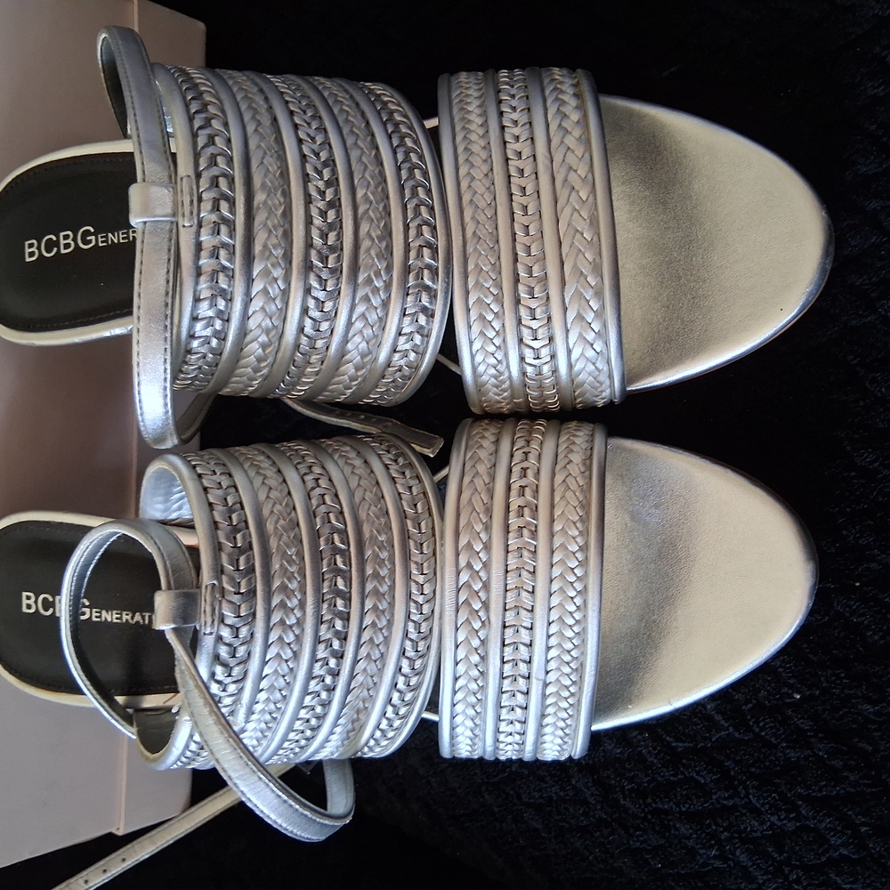 Bcbgeneration Silver Strappy Platform Sandals - image 5